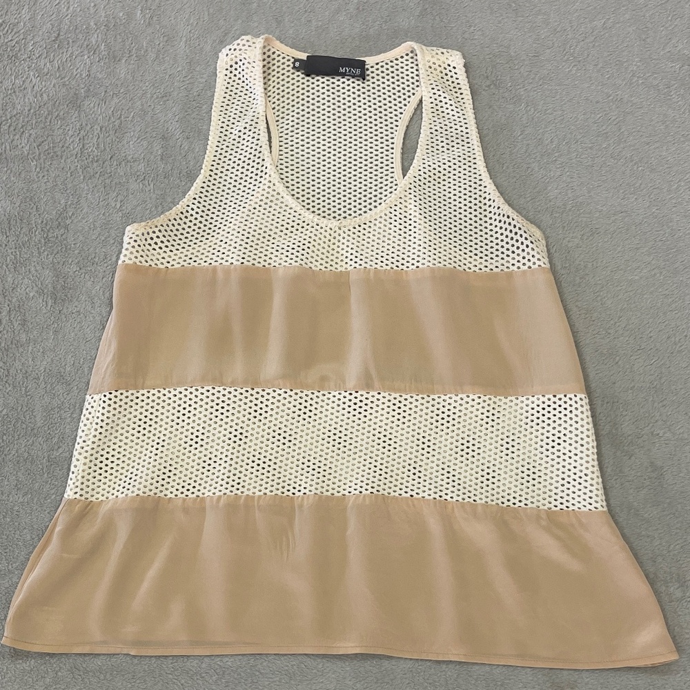 Myne by Ashley Ann Racer Back Mesh Tank Top